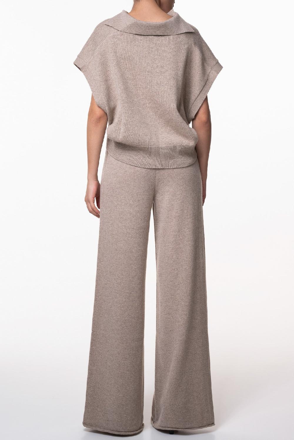 Rhea Costa Akeem Cashmere Wide-Leg Pants In Sesame