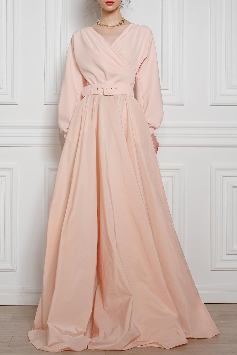 Rhea Costa Alice Long Dress In Soft-Peach
