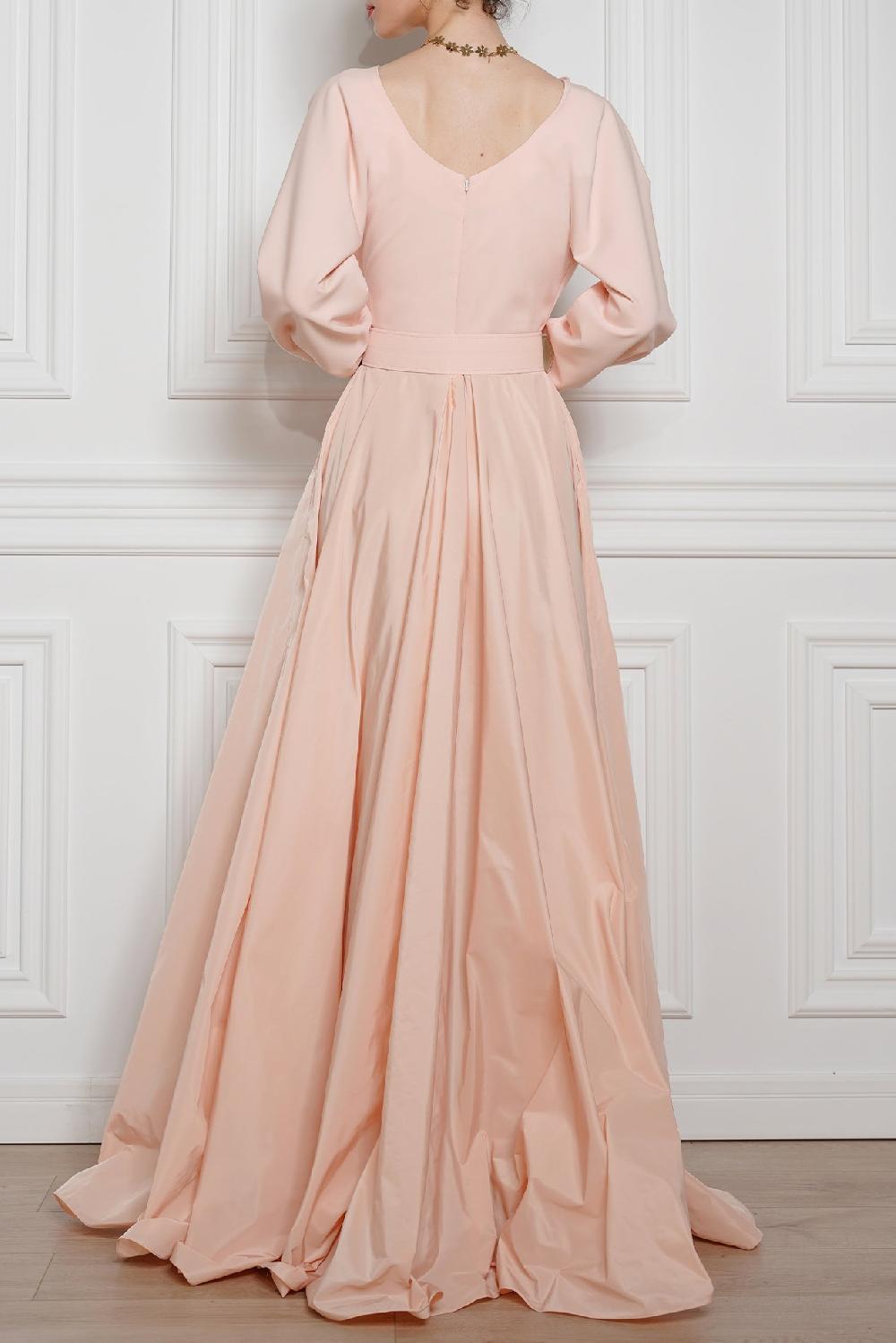 Rhea Costa Alice Long Dress In Soft-Peach