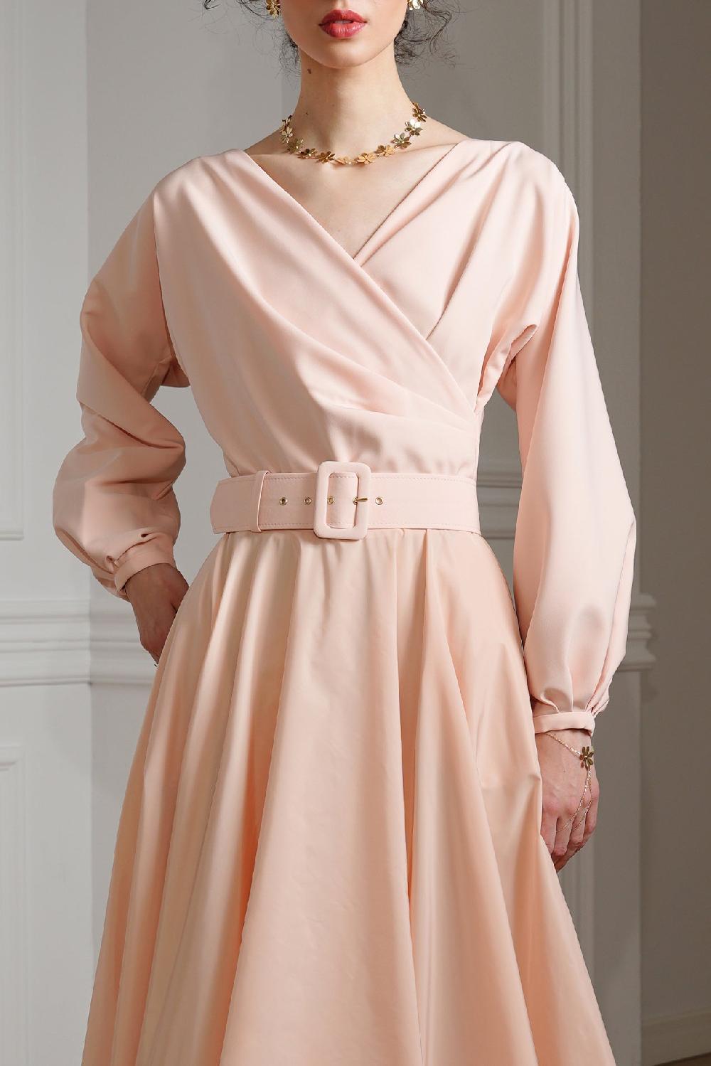 Rhea Costa Alice Long Dress In Soft-Peach