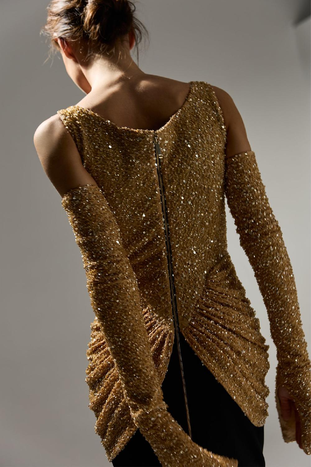 Rhea Costa Alisa Dress In Gold-Black