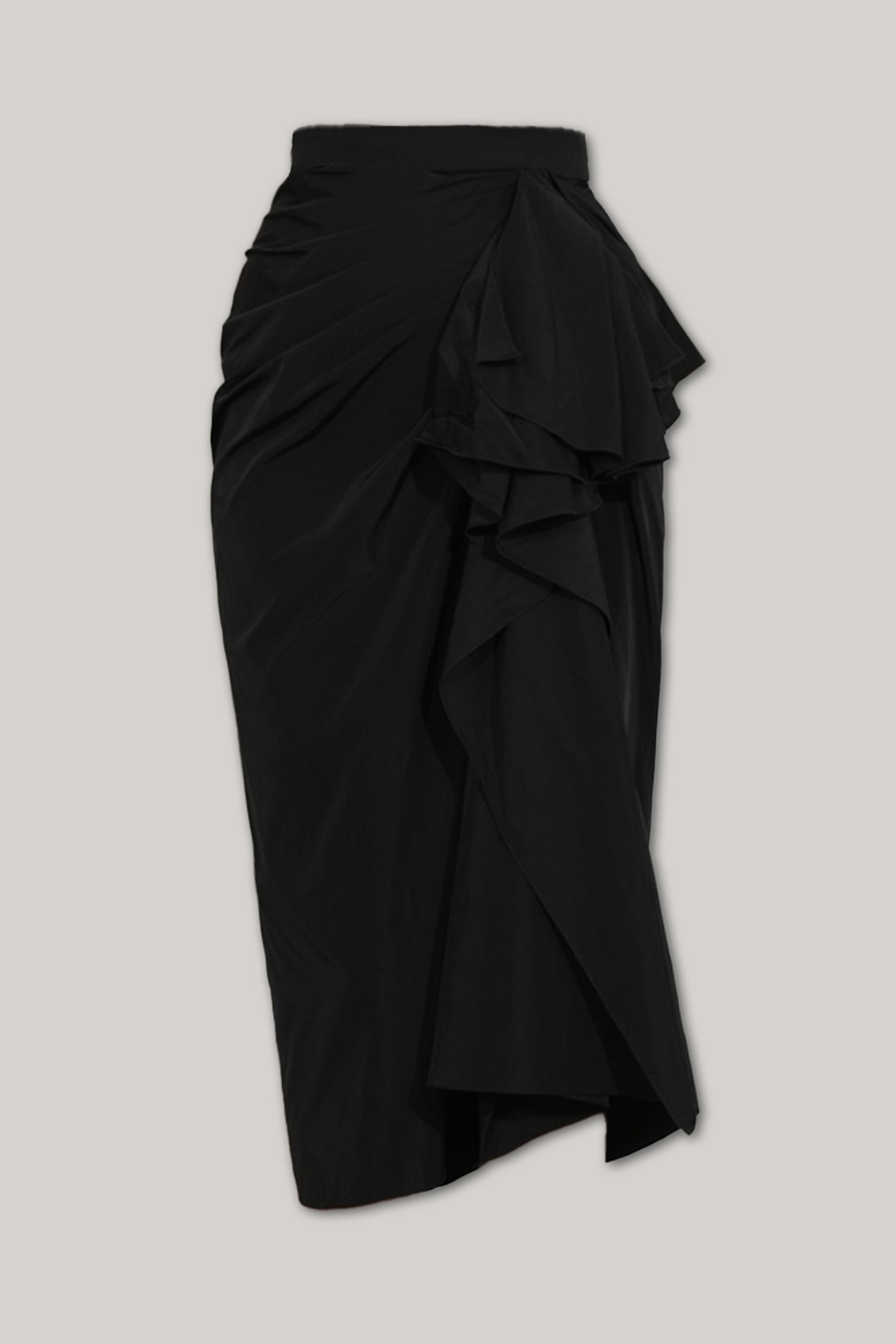 Rhea Costa Allure Taffeta Midi Skirt In Black