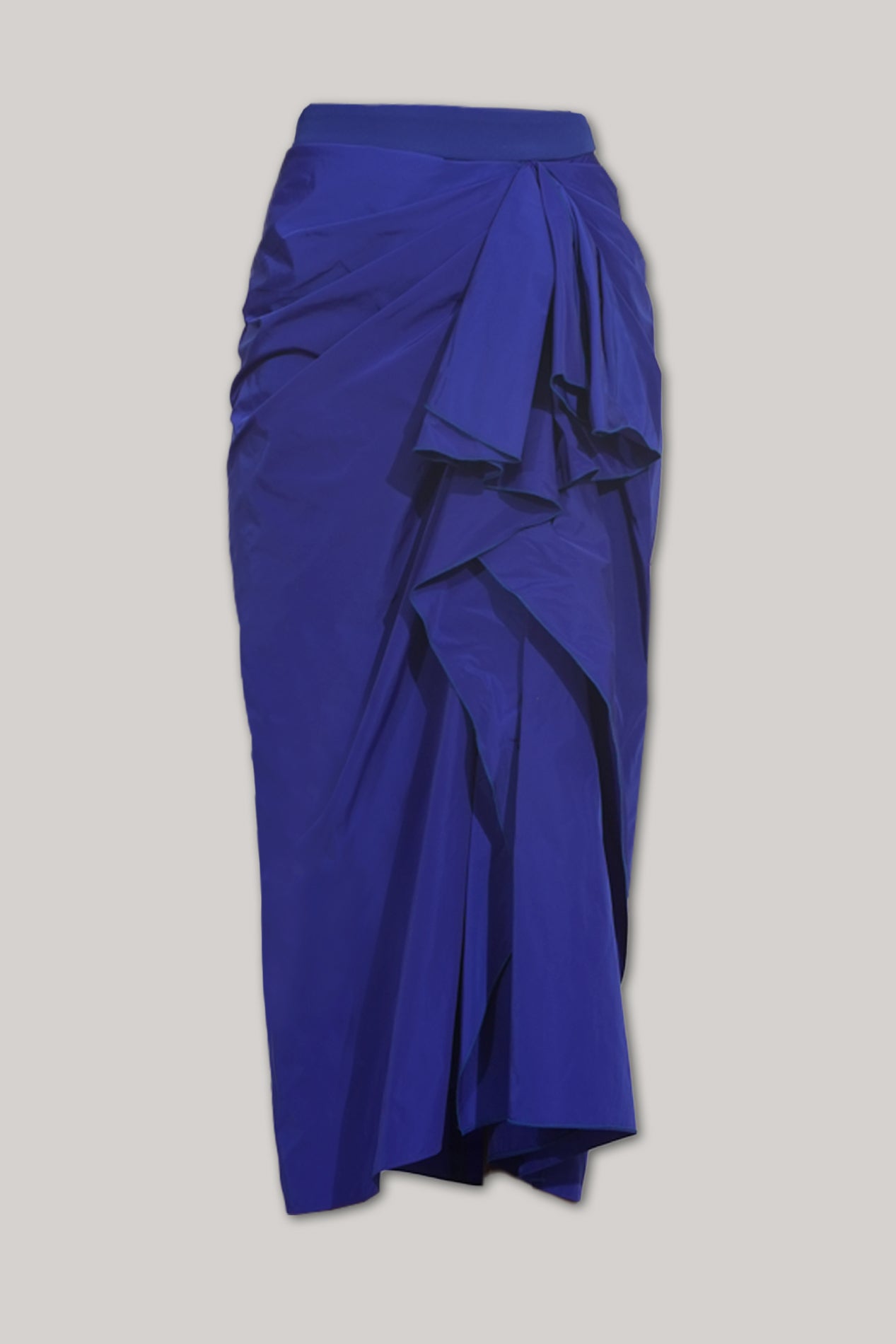 Rhea Costa Allure Taffeta Midi Skirt In Royal-Blue