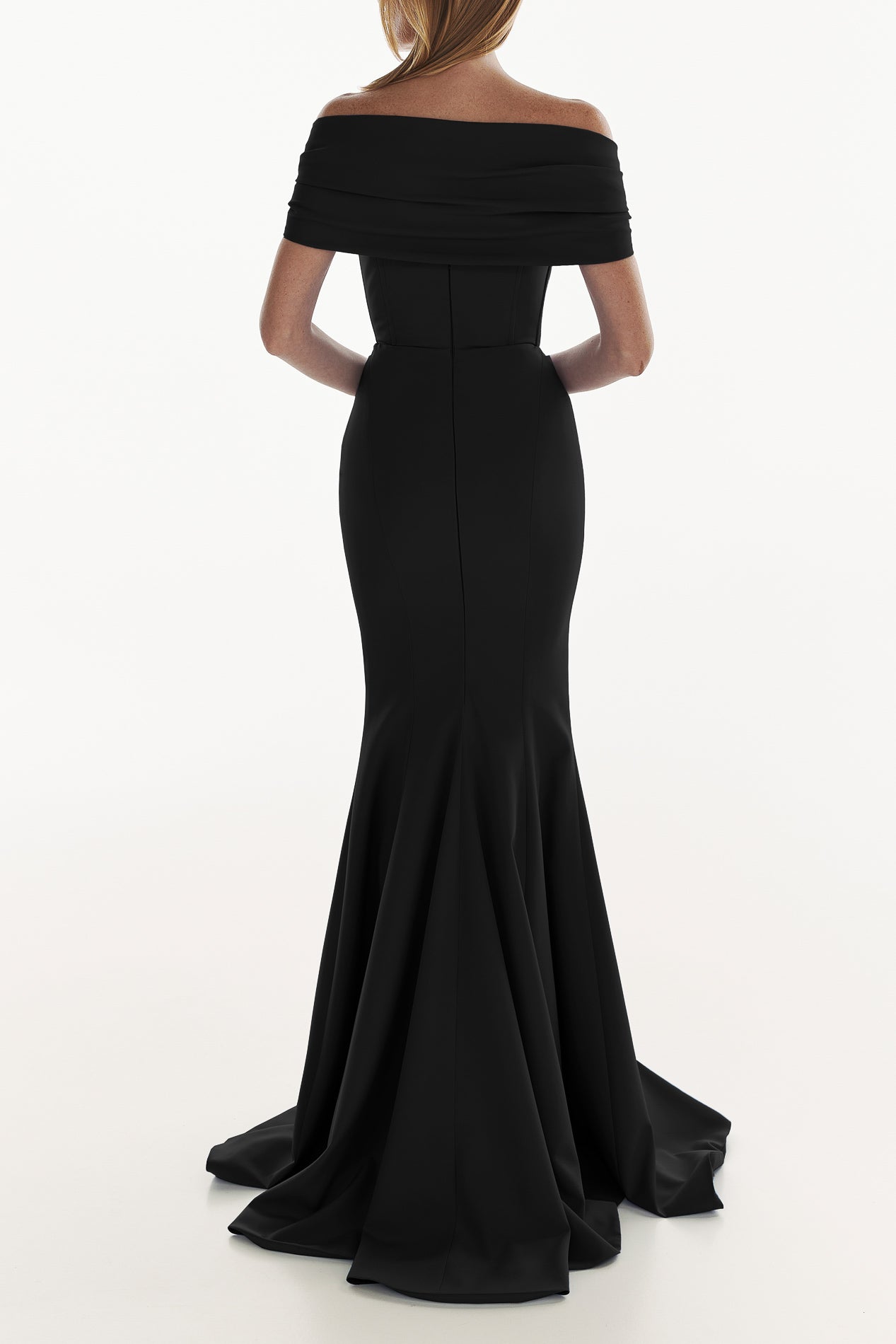 Rhea Costa Alma Crepe Long Dress In Black