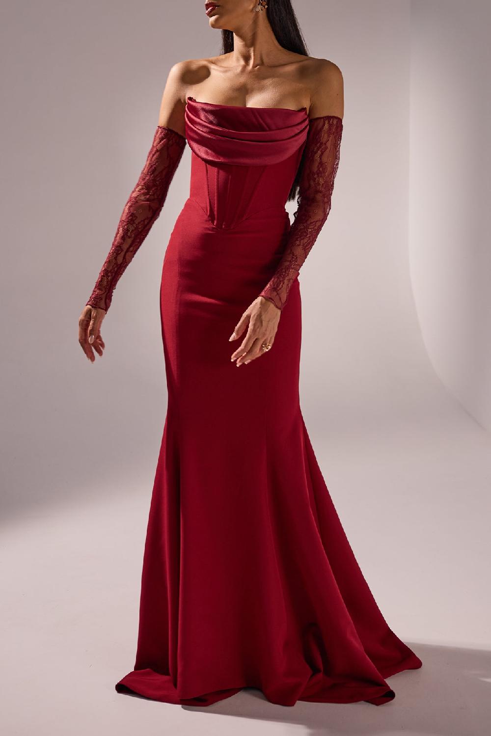 rhea costa Amada Long Dress In Light-Burgundy