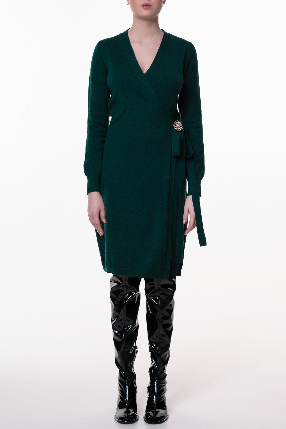 Rhea Costa Amani V-Neck Wrap Midi Dress In Spruce