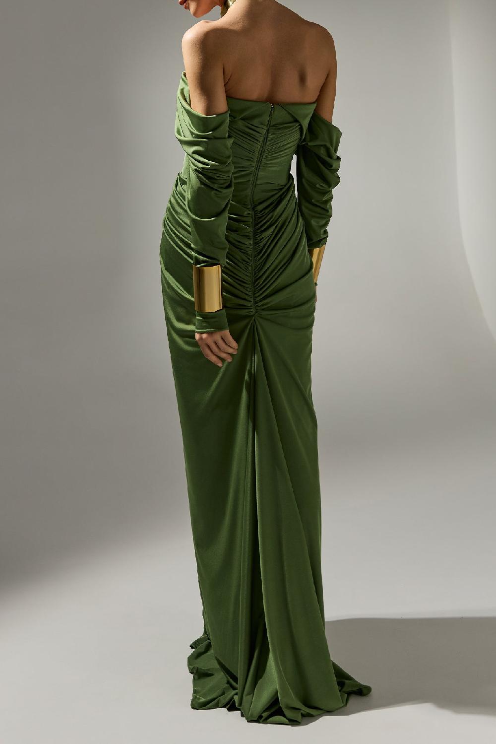 Rhea Costa Ammuri Jersey Long Dress In Olive