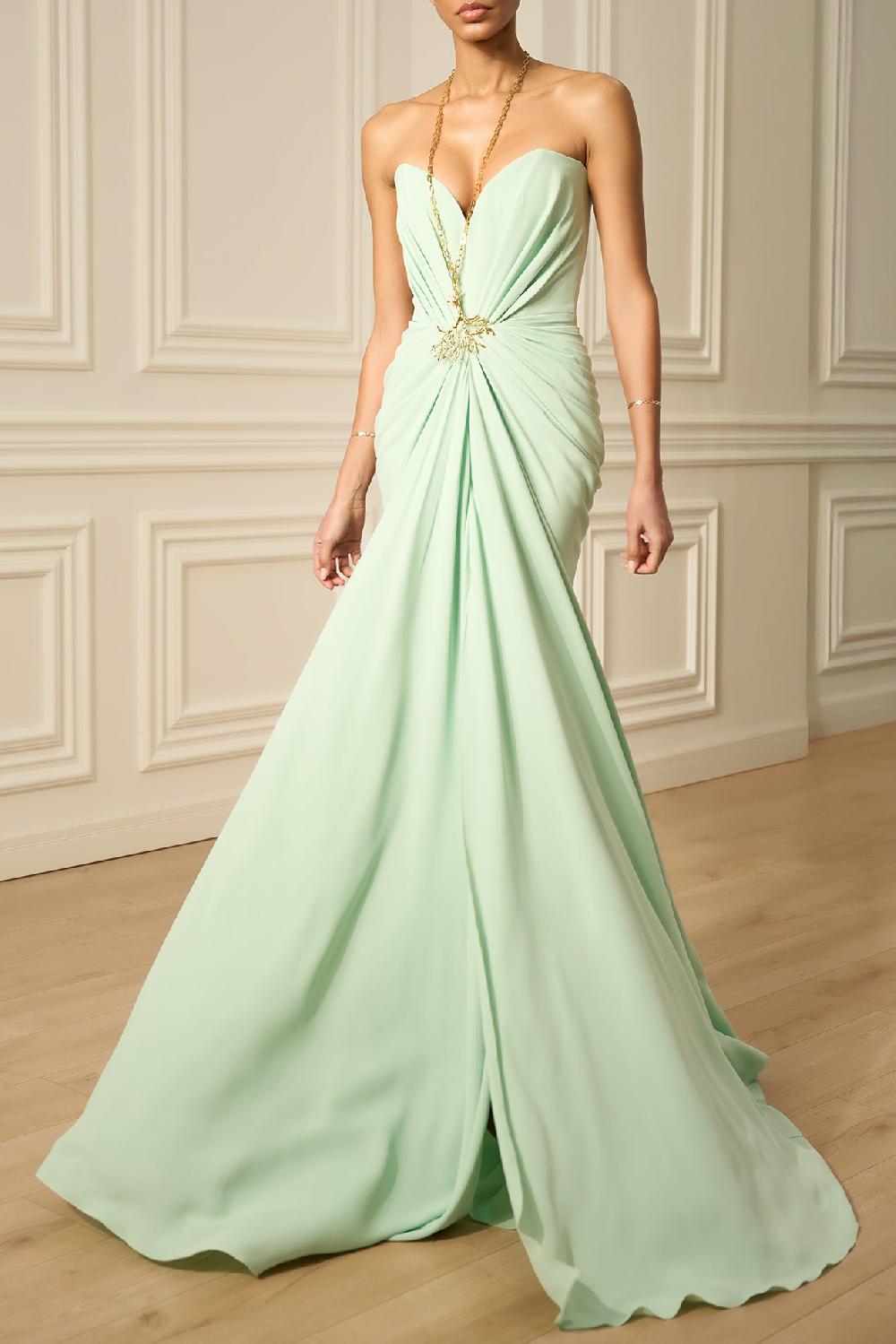 rhea costa Ammuri Long Dress In Pistachio