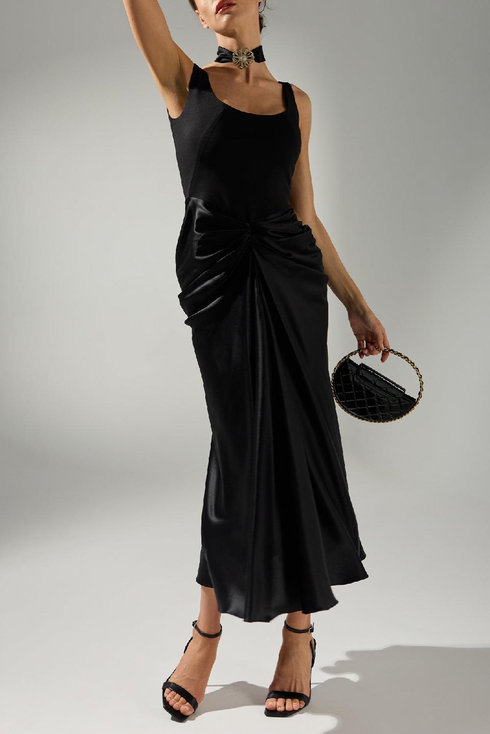 rhea costa Amna Ankle Length Dress In Black