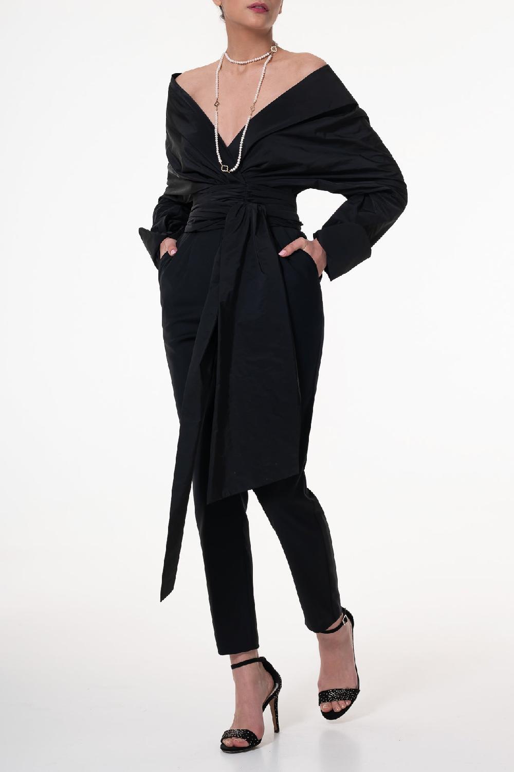 Rhea Costa Angelina Black Taffeta Shirt