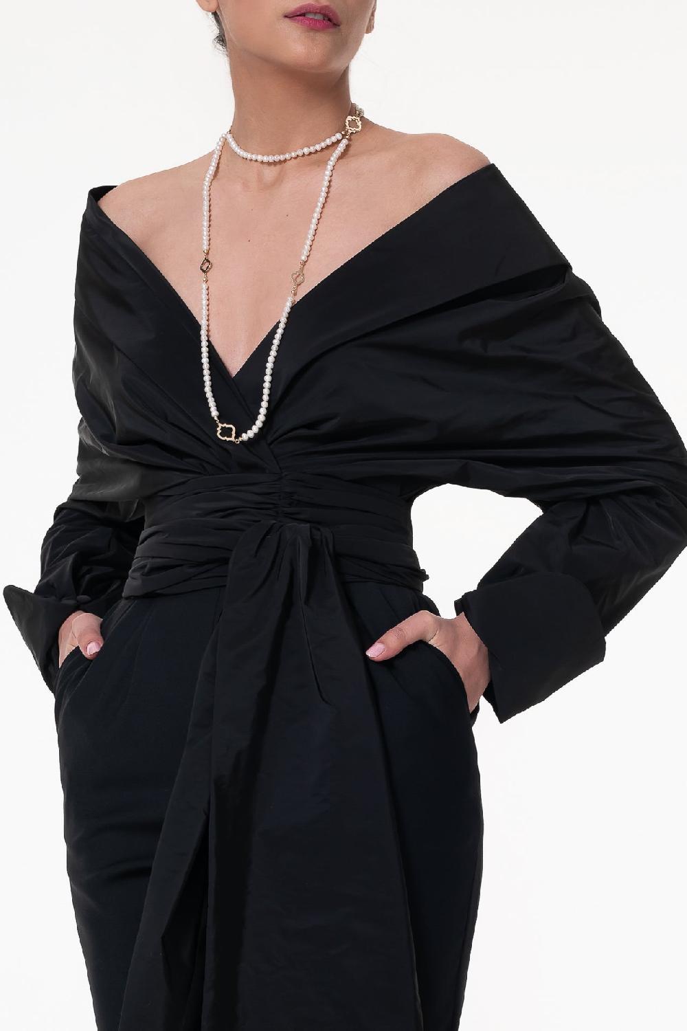 rhea costa Angelina Black Taffeta Shirt