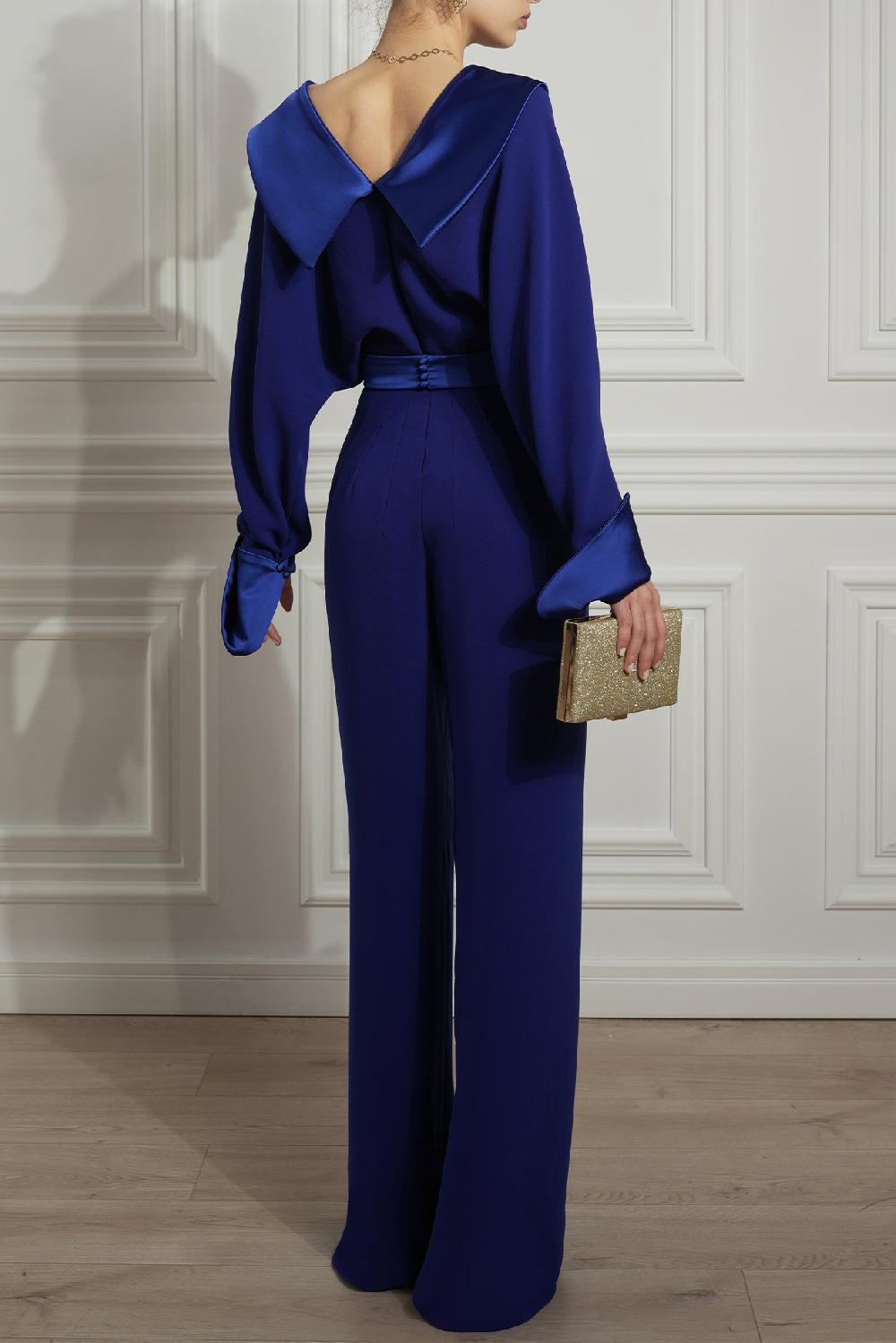 Rhea Costa Angelina Jumpsuit In Royal-Blue