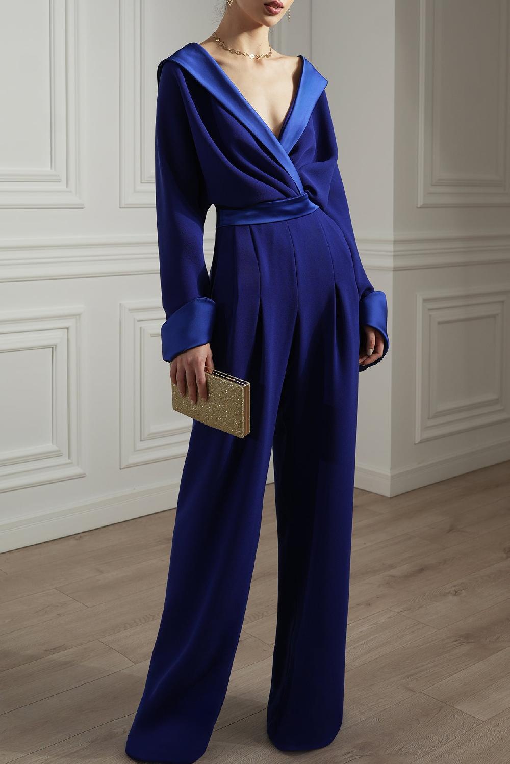 Rhea Costa Angelina Jumpsuit In Royal-Blue