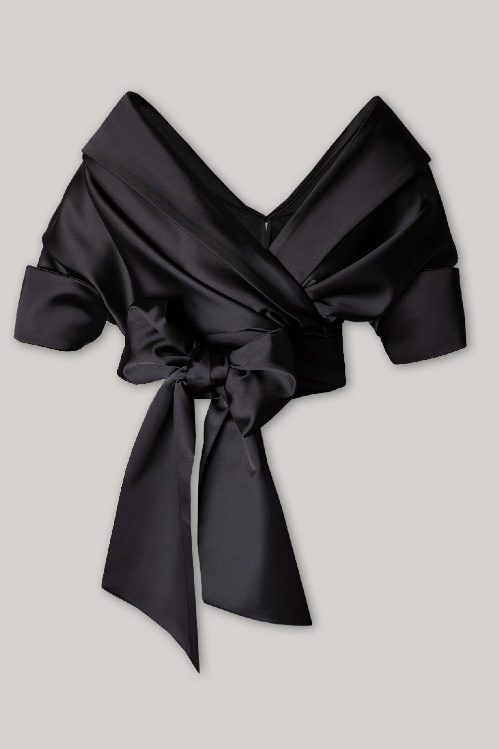 rhea costa Angelina Satin Shirt In Black