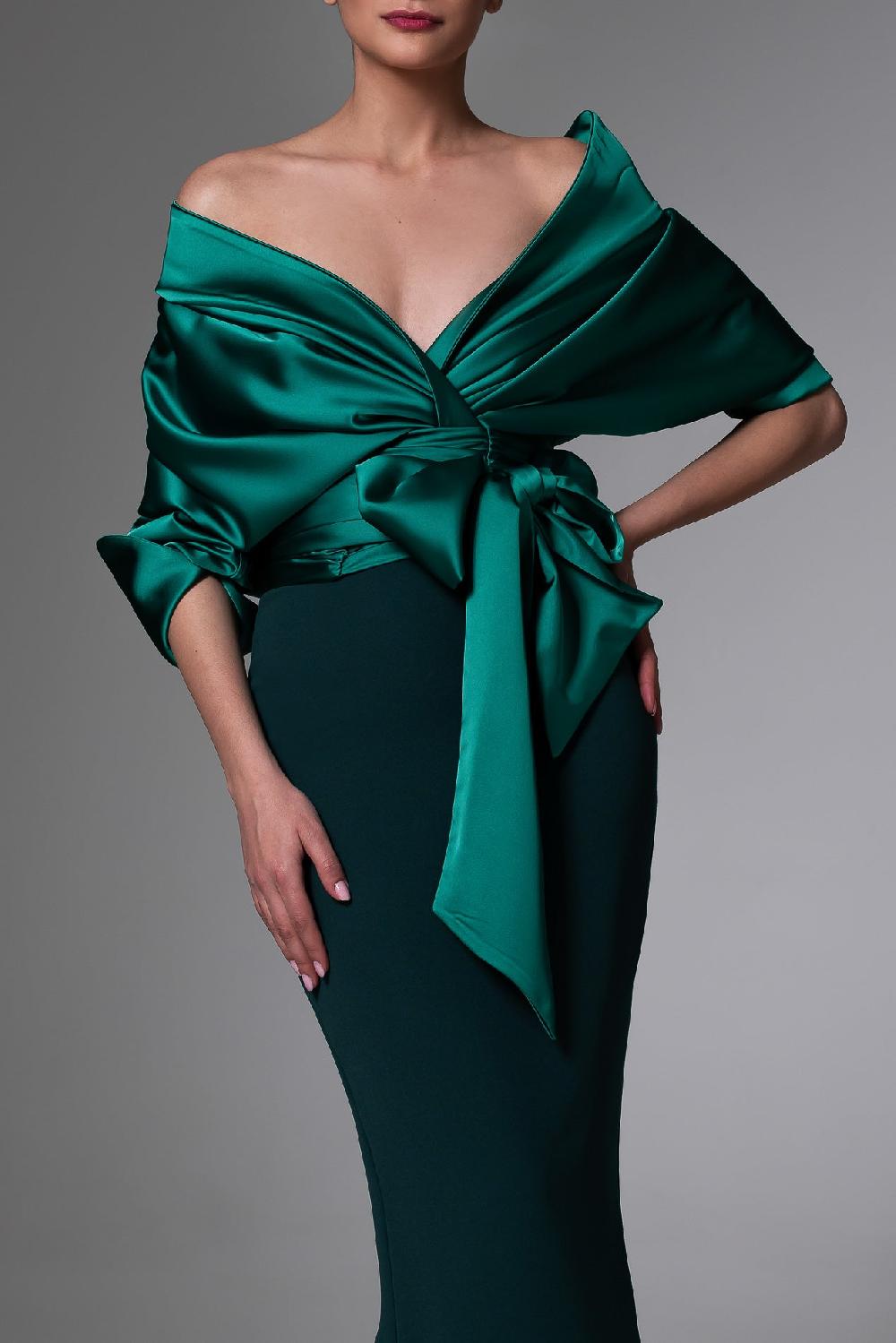 rhea costa Angelina Satin Shirt In Emerald