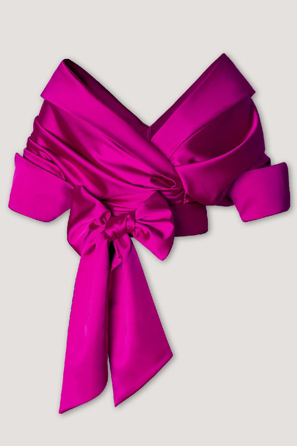 rhea costa Angelina Satin Shirt In Hot Pink