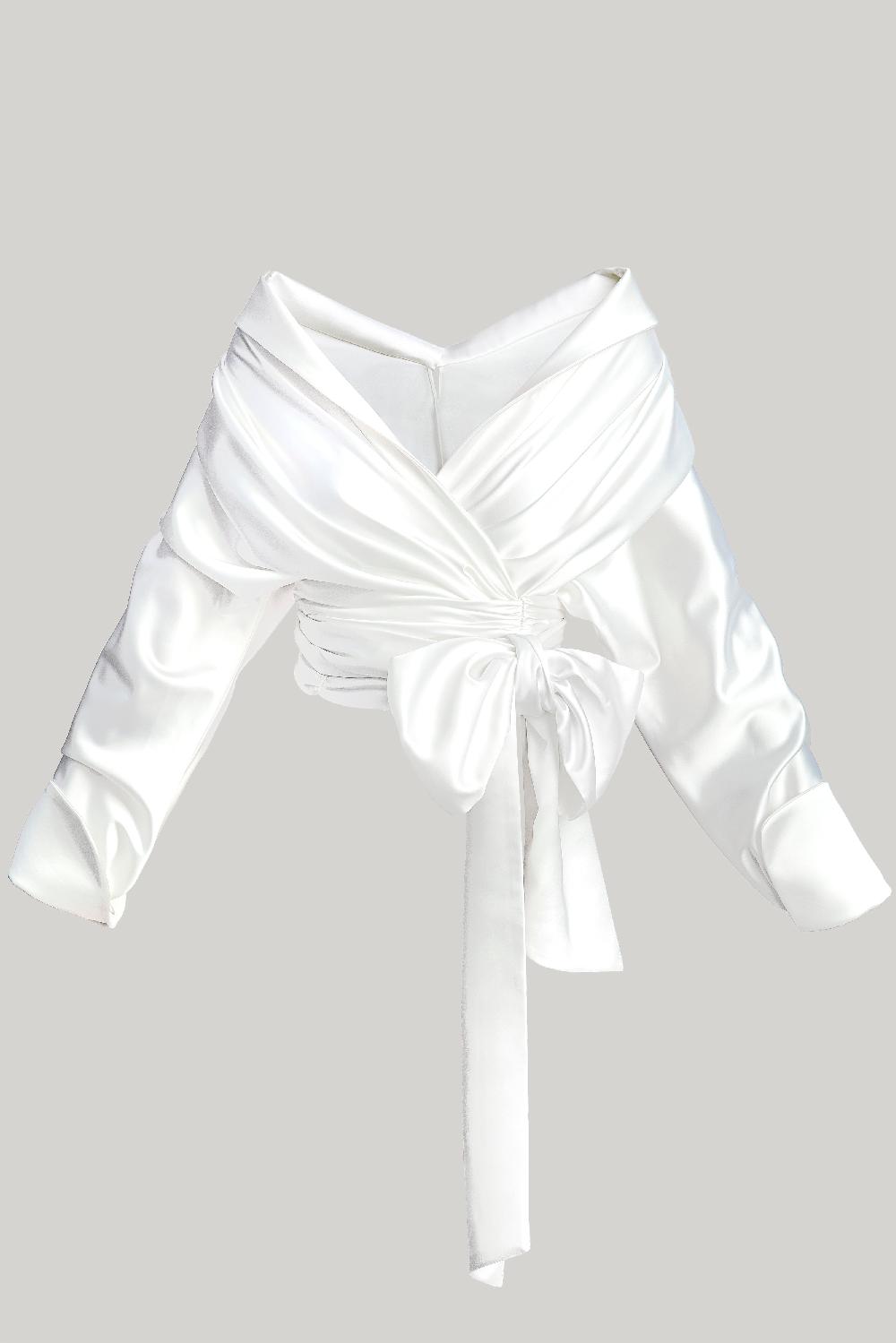 Rhea Costa Angelina Satin Shirt In White