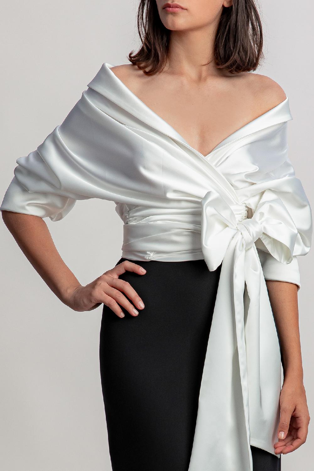 Rhea Costa Angelina Satin Shirt In White