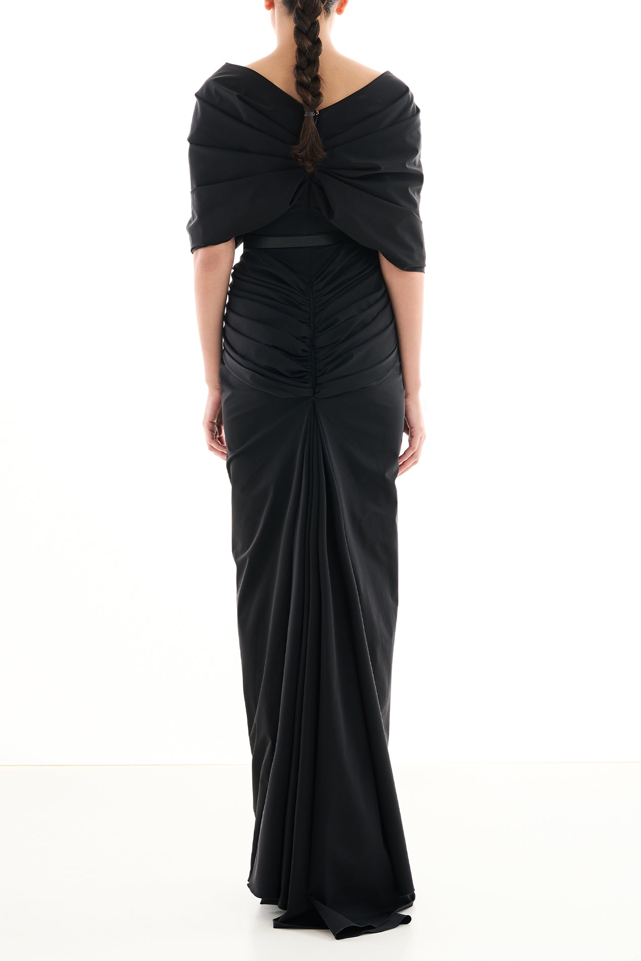 Rhea Costa Aqila Taffeta Long Dress In Black
