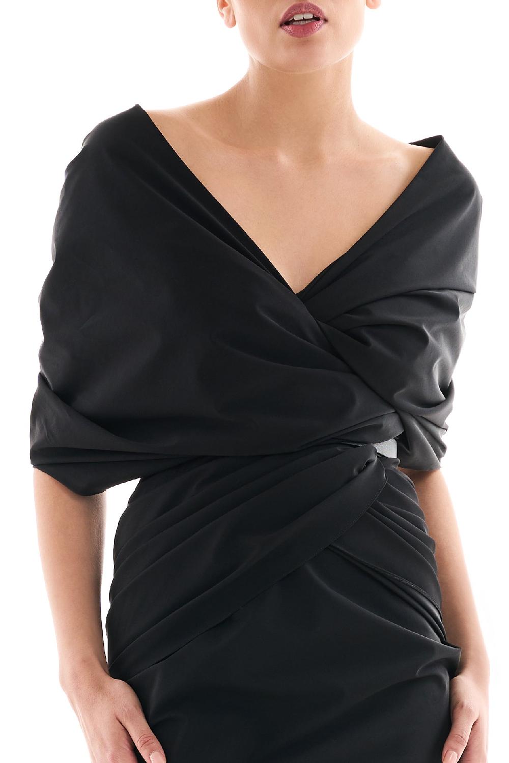 Rhea Costa Aqila Taffeta Long Dress In Black