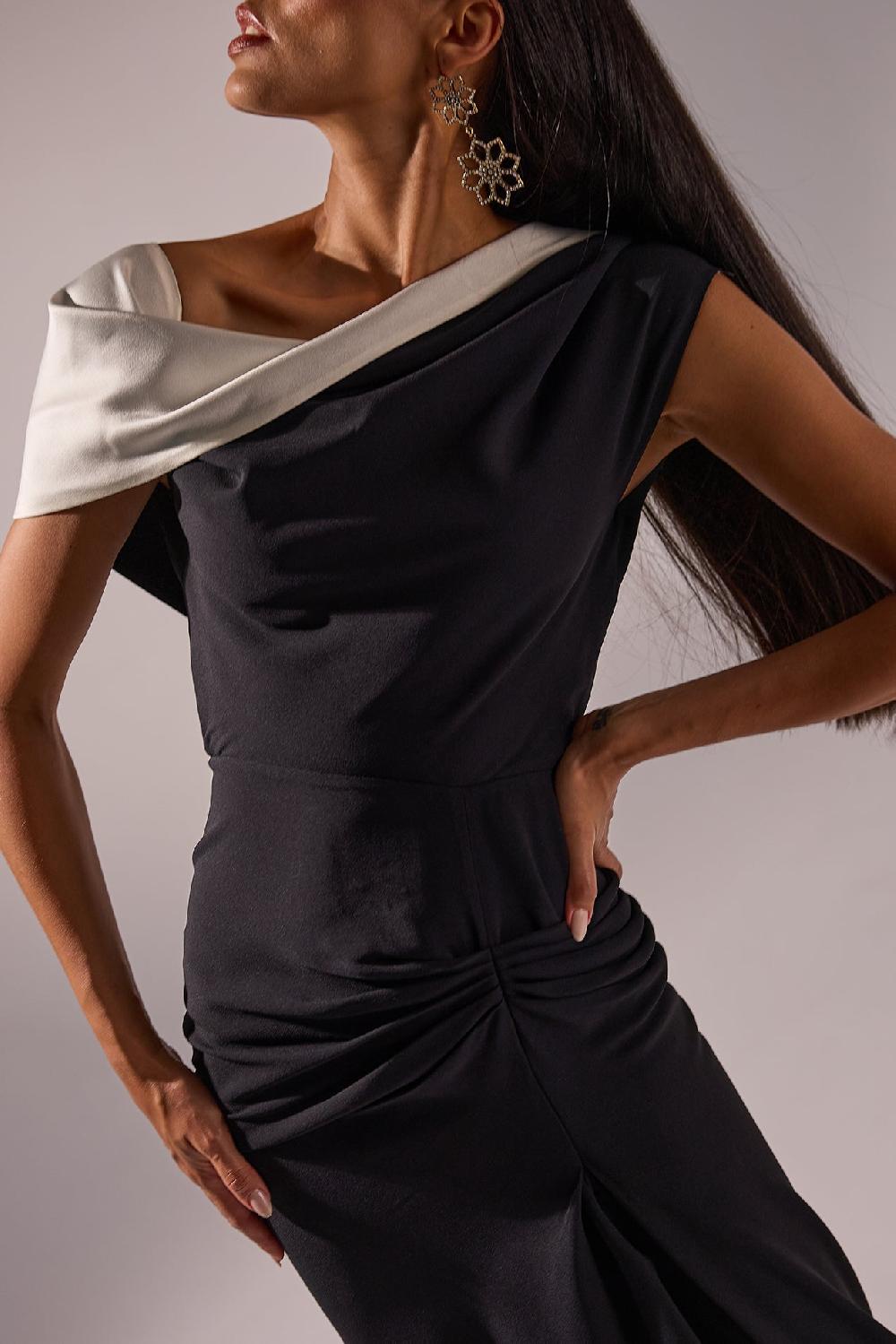 Rhea Costa Aqusa Long Dress In Black-white