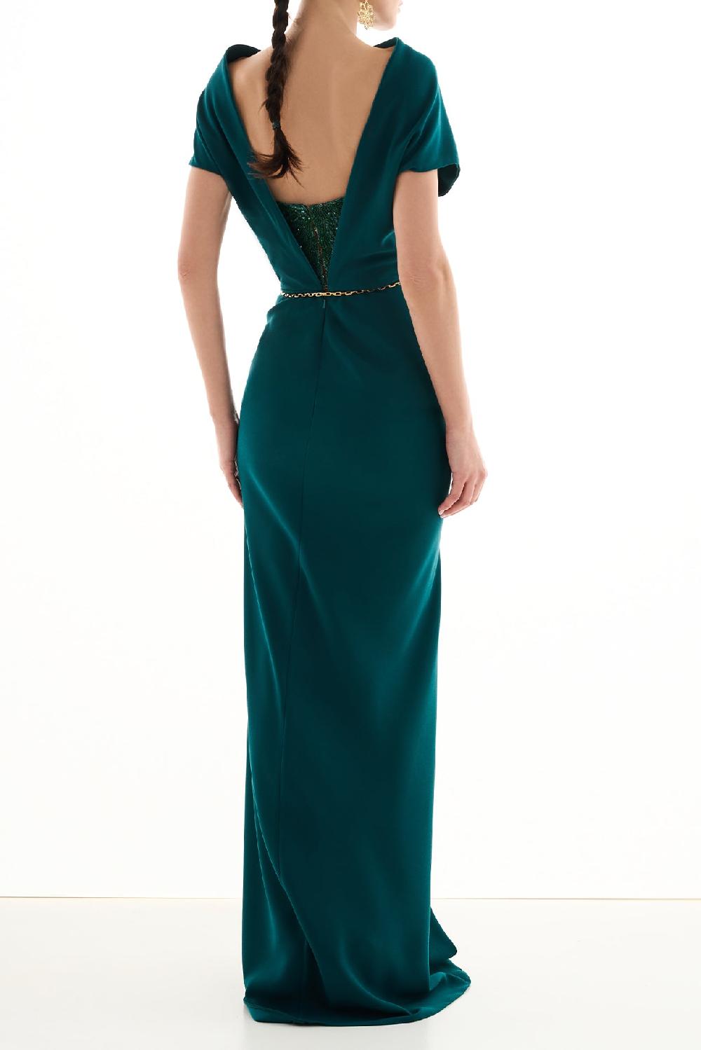 Rhea Costa Aqusa Long Dress In Emerald