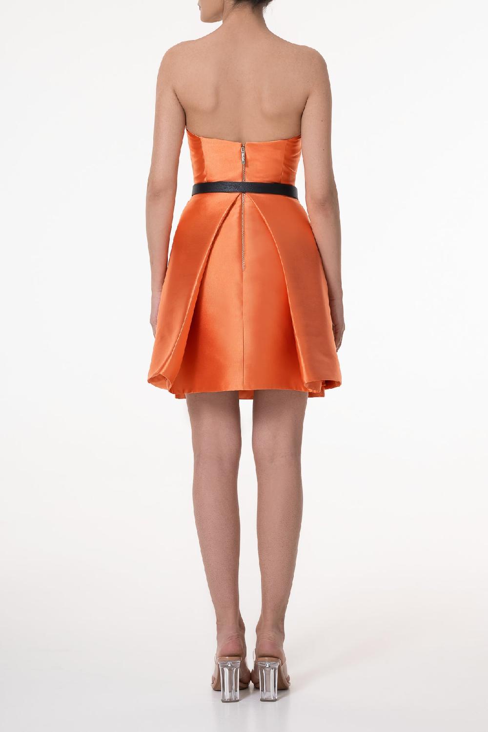 Rhea Costa Aria Mikado Short Dress In Orange