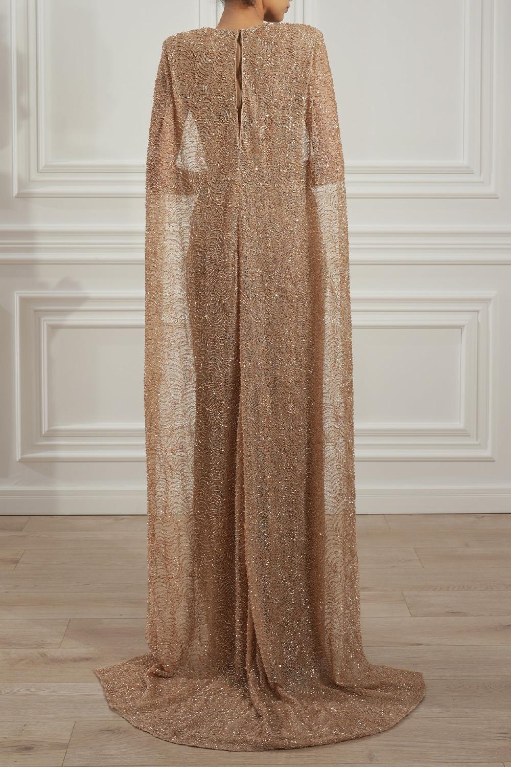 Rhea Costa Asma Dress In Gold-Fudge