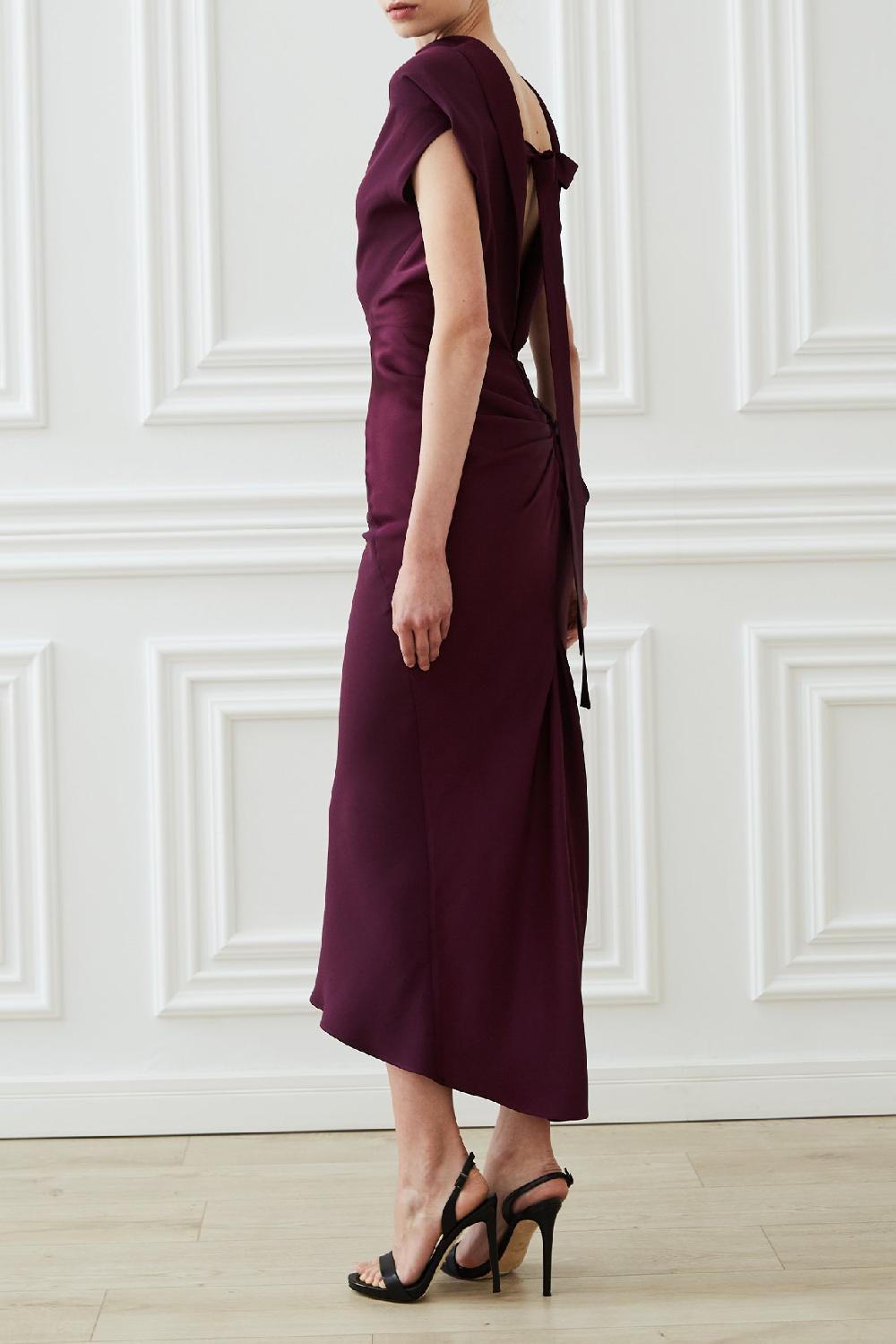 Rhea Costa Astrid Open Back Dress In Plum
