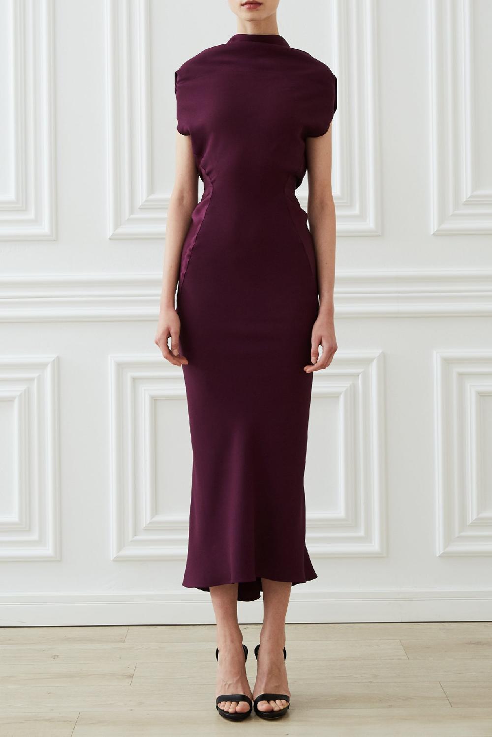 rhea costa Astrid Open Back Dress In Plum
