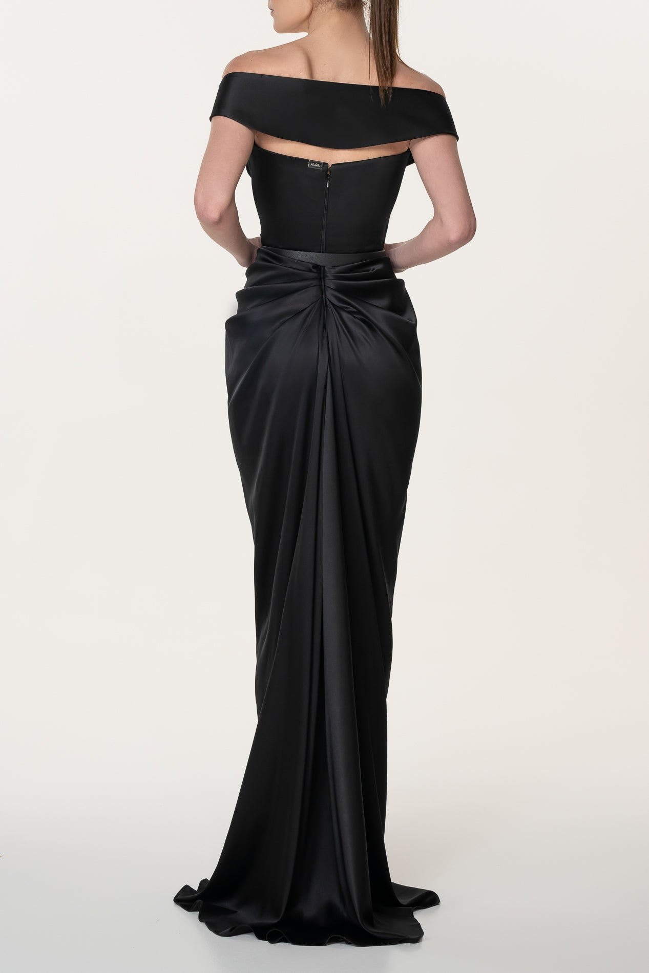 Rhea Costa Athena Silk Long Dress In Black