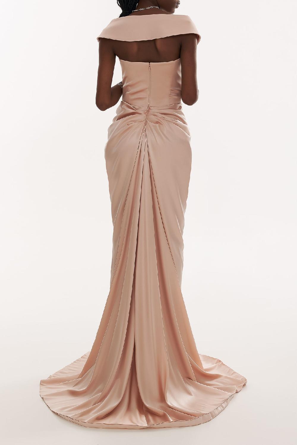 Rhea Costa Athena Silk Long Dress In Blush