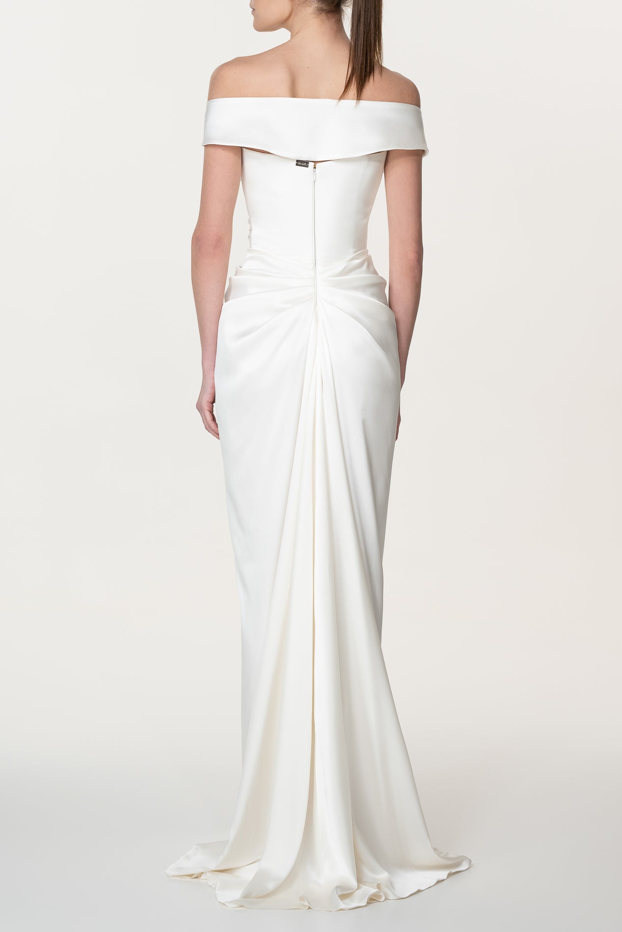 Rhea Costa Athena Silk Long Dress In Ivory