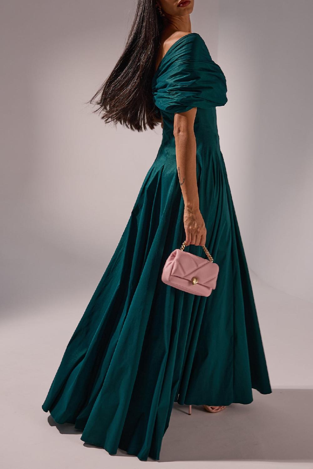 Rhea Costa Ava Gown In Forest-Green