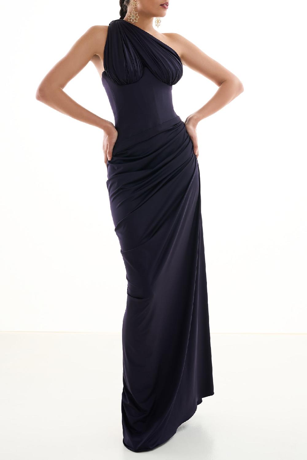 rhea costa Azra Jersey Dress In Blueberry