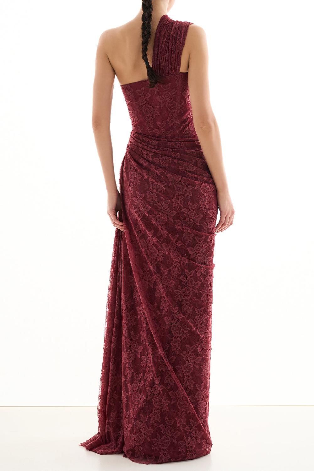 Rhea Costa Azra Lace Dress In Burgundy