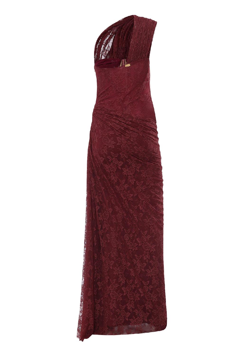 Rhea Costa Azra Lace Dress In Burgundy