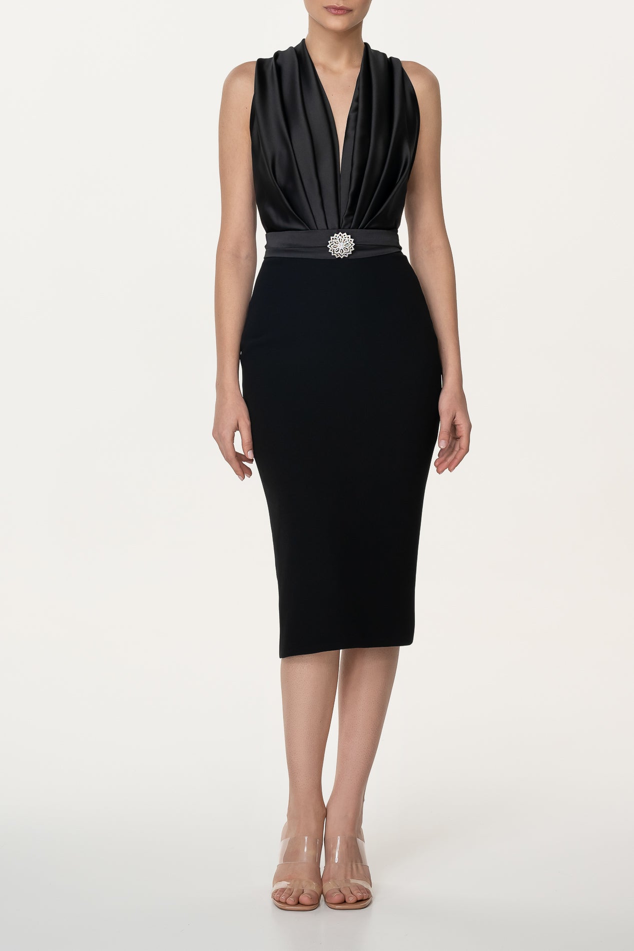 Rhea Costa Beth Black Open Back Cocktail Dress