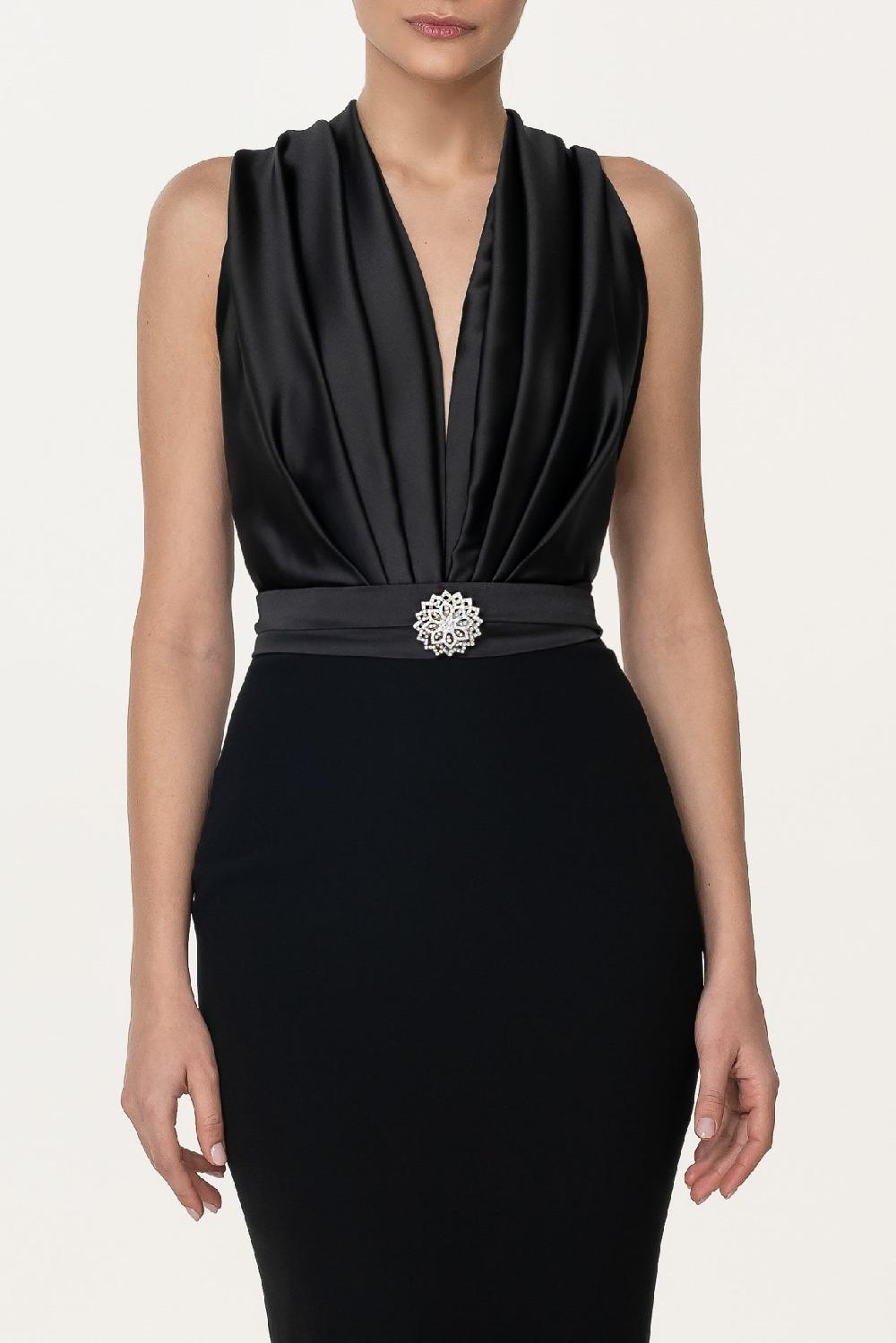 Rhea Costa Beth Black Open Back Cocktail Dress