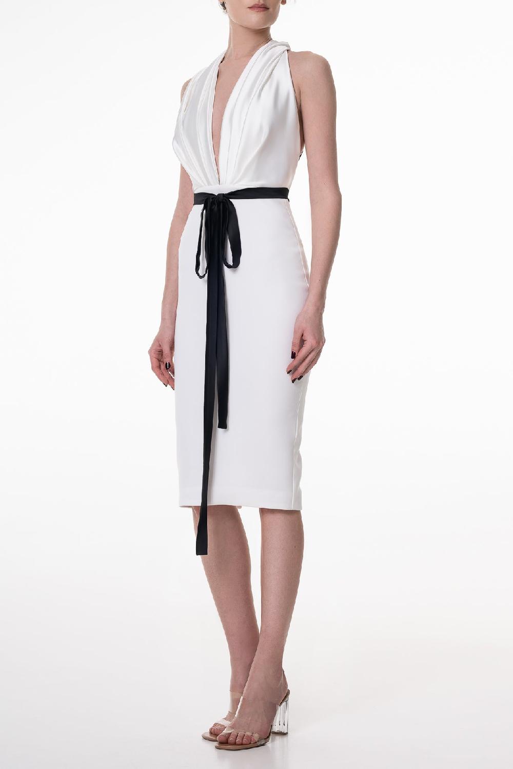 Rhea Costa Beth Ivory Open Back Cocktail Dress