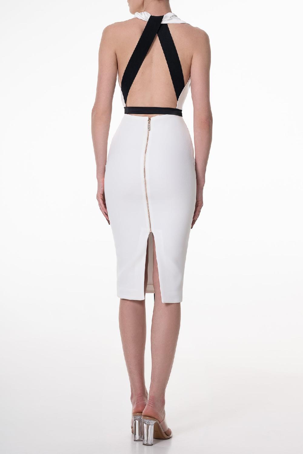 Rhea Costa Beth Ivory Open Back Cocktail Dress