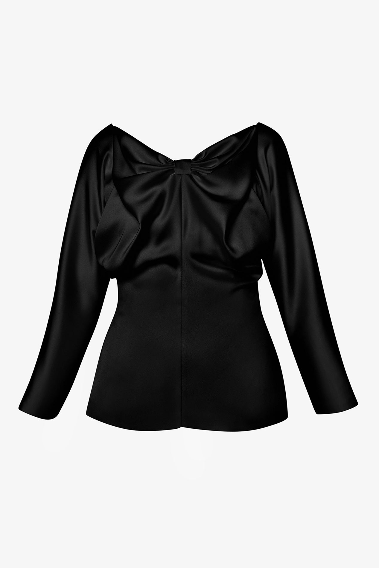 rhea costa Bow Satin Blouse In Black
