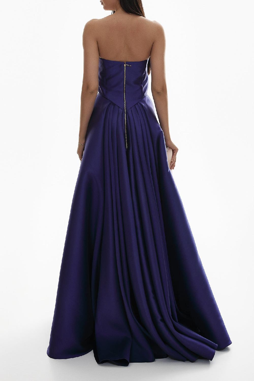Rhea Costa Calypso Mikado Gown In Royal-Blue