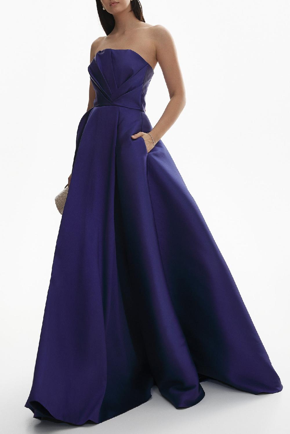 rhea costa Calypso Mikado Gown In Royal-Blue