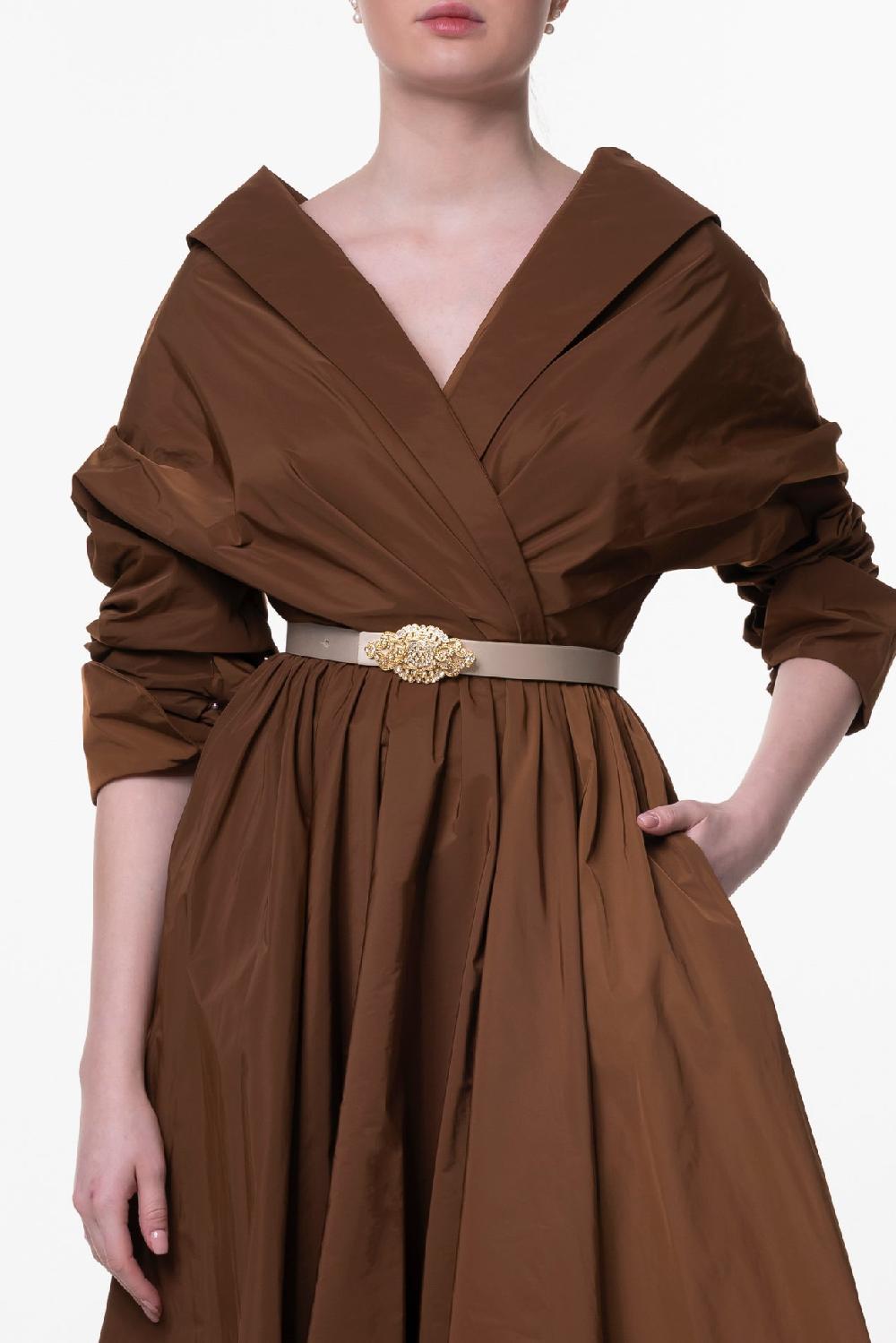 Rhea Costa Carrie Midi Dress Caramel