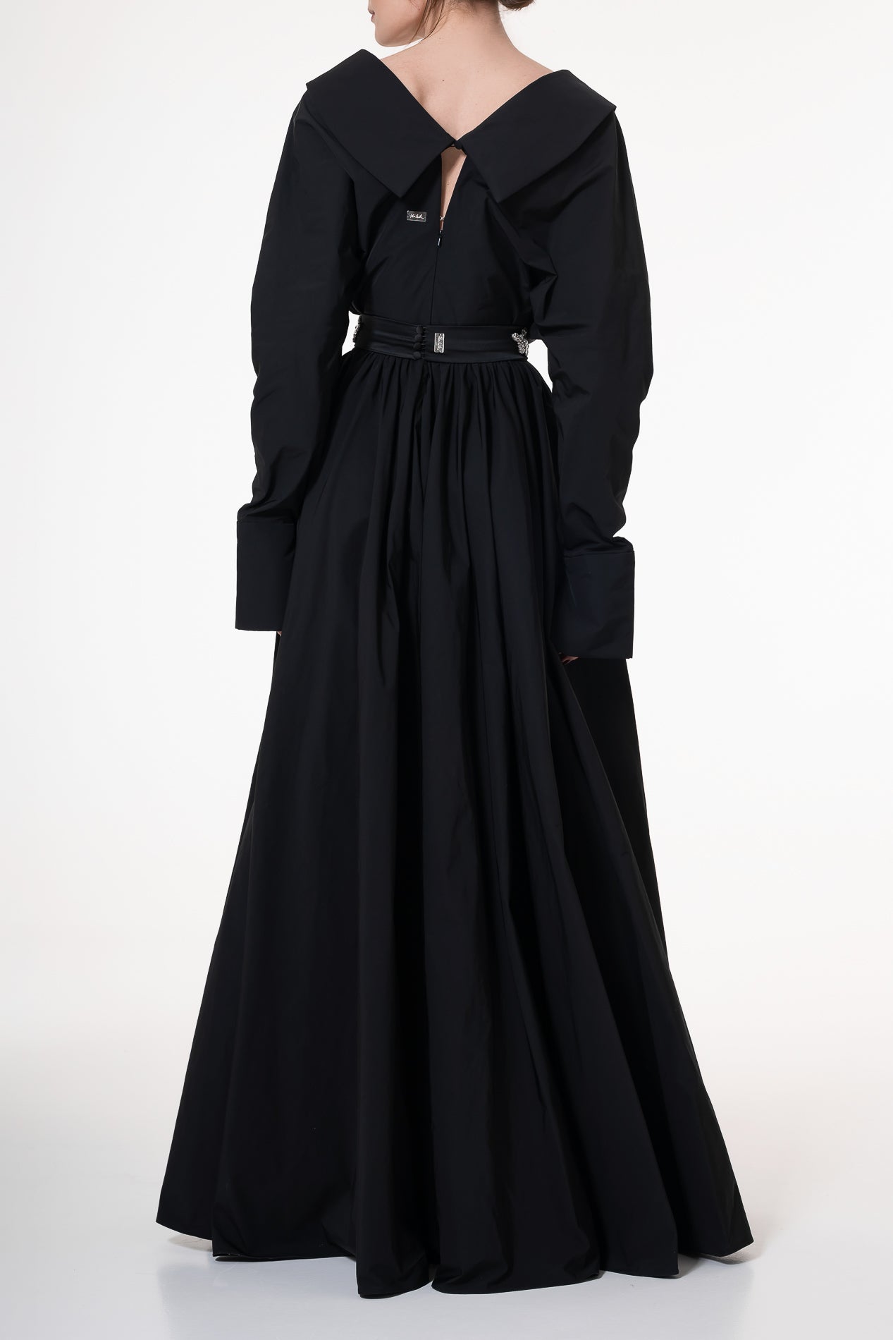 Rhea Costa Carrie Taffeta Long Dress In Black