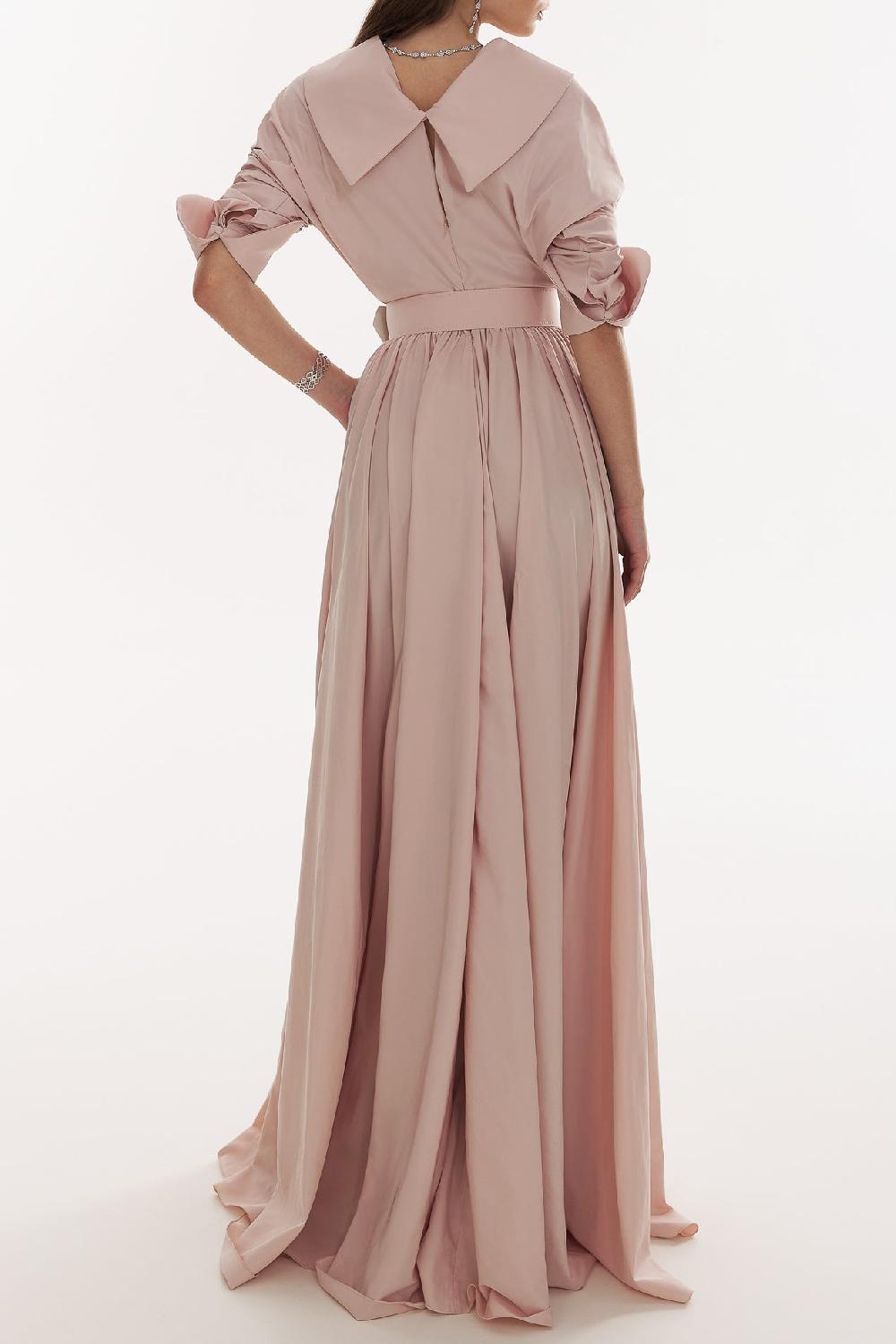 Rhea Costa Carrie Taffeta Long Dress In Blush