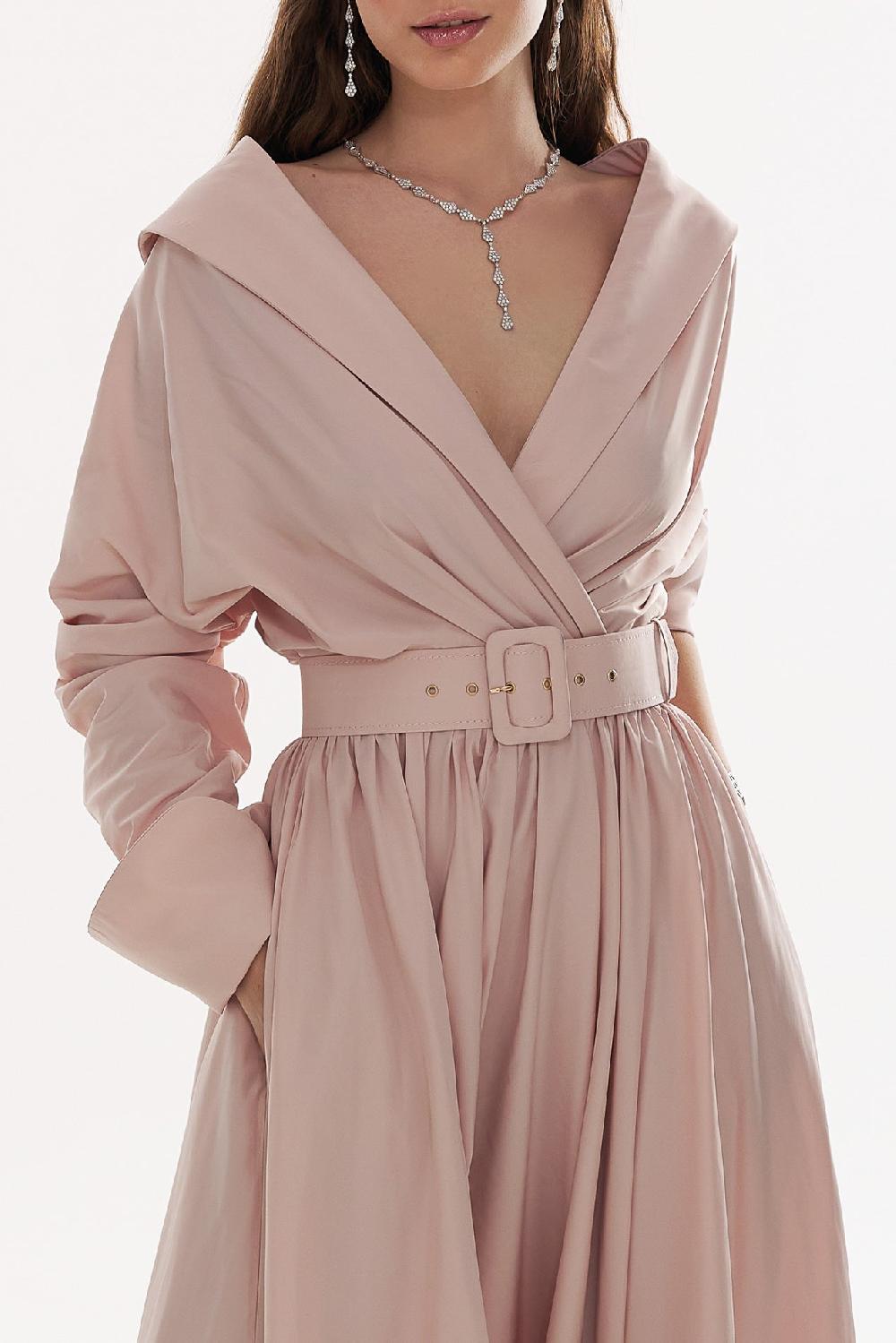 Rhea Costa Carrie Taffeta Long Dress In Blush