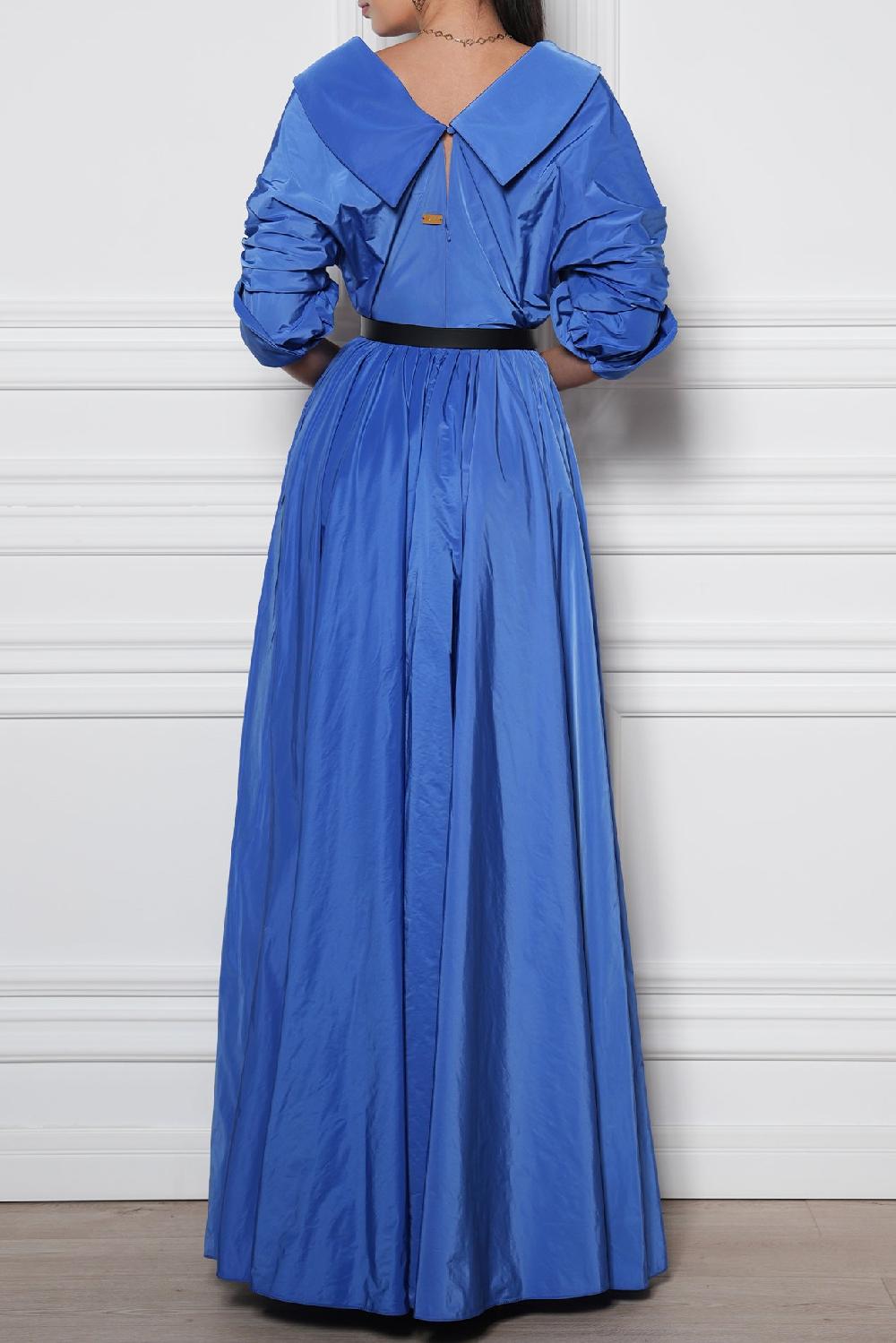 Rhea Costa Carrie Taffeta Long Dress In Celeste