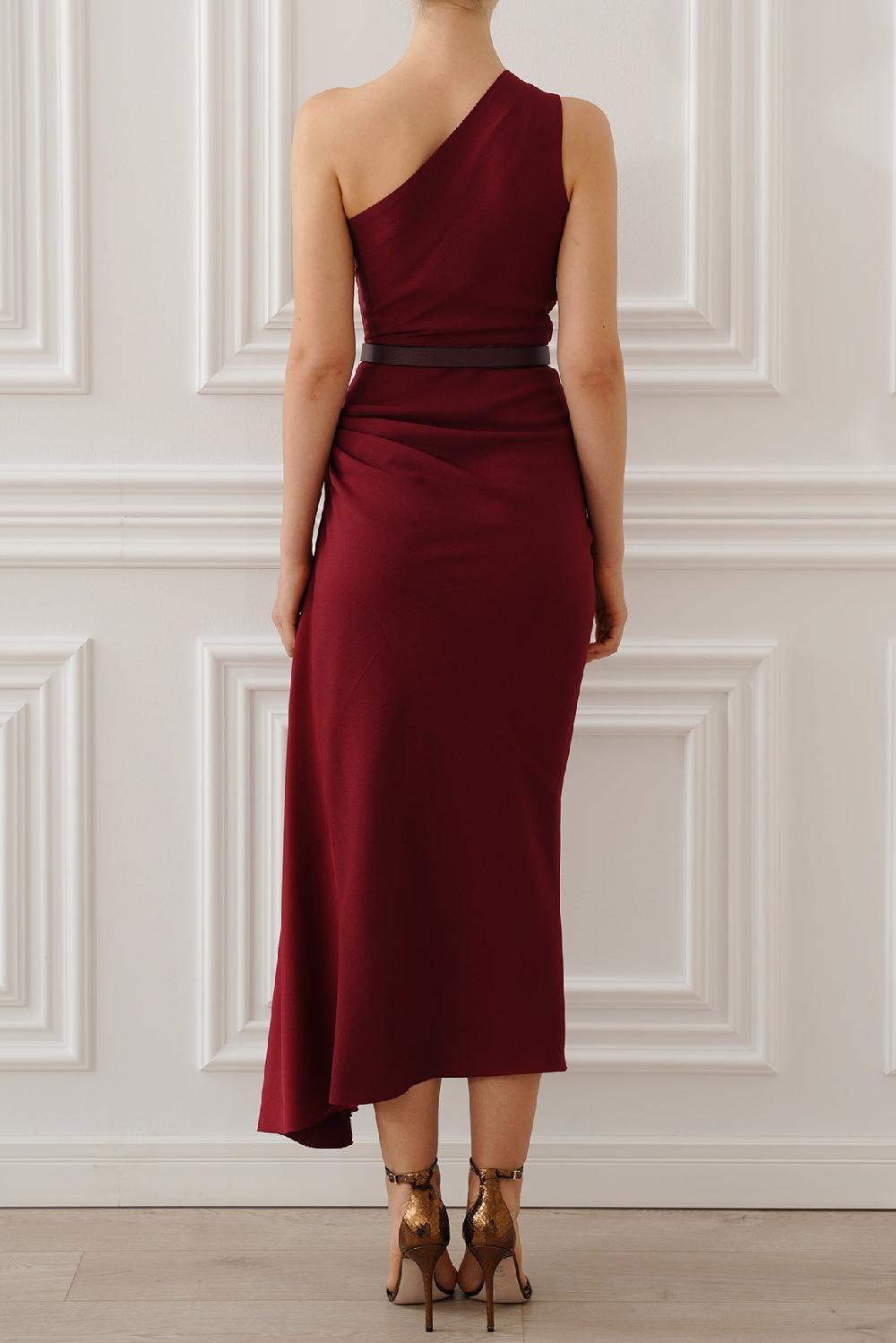Rhea Costa Charlotte Midi Dress In Ruby Red